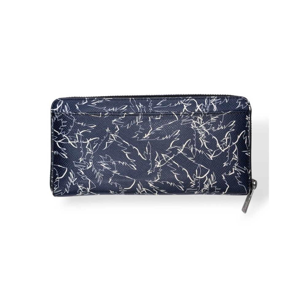 Michael Kors Wallet Mens Grant Tech Zip Around Navy Blue White Palm Tree design